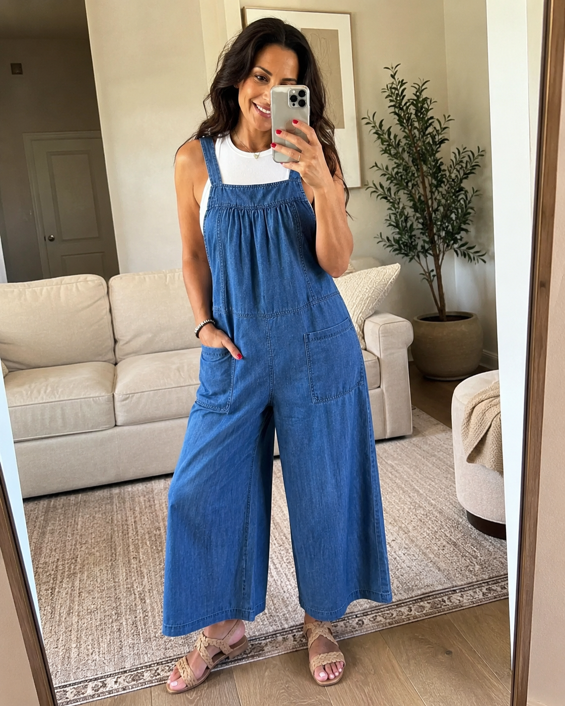 Solmira™ | Mono de denim holgado con tirantes