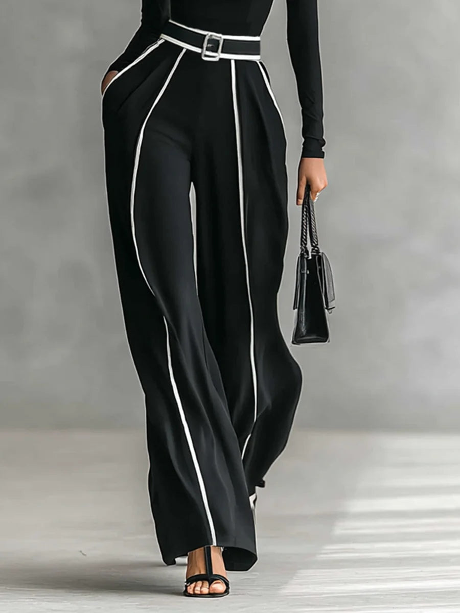 Emma | Conjunto elegante de dos piezas con cuello alto y pantalón ancho