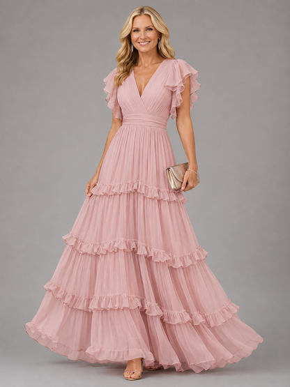 Zoe™ | Vestido maxi de boda elegante en rosa claro