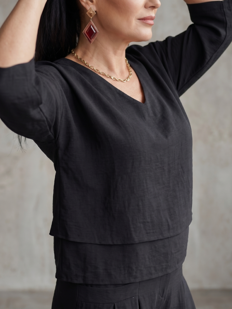 River™ | Conjunto de Top en Capas y Pantalón de Pierna Ancha