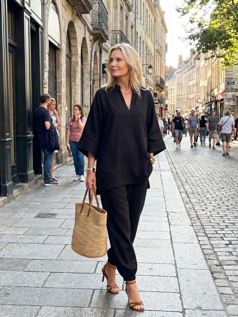 Georgiana™ | Túnica con escote en V y pantalón fruncido