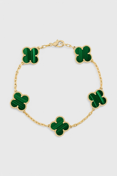 Pulsera con Motivo de Trébol y Elegancia Baño de Oro