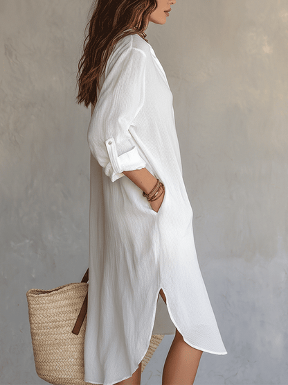 Vestido midi blanco bohemio y relajado