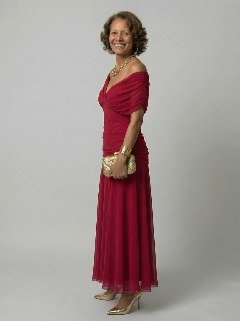 Calen™ | Vestidos midi fluidos de hombro descubierto