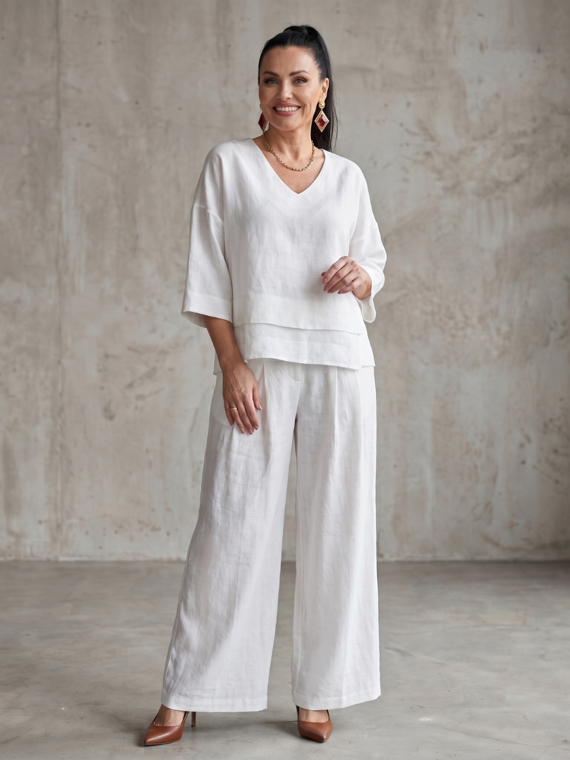 River™ | Conjunto de Top en Capas y Pantalón de Pierna Ancha