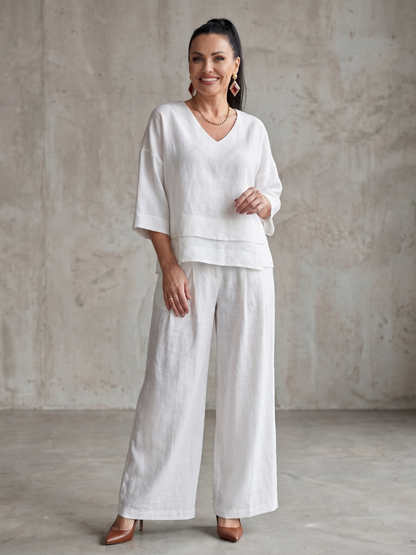 River™ | Conjunto de Top en Capas y Pantalón de Pierna Ancha