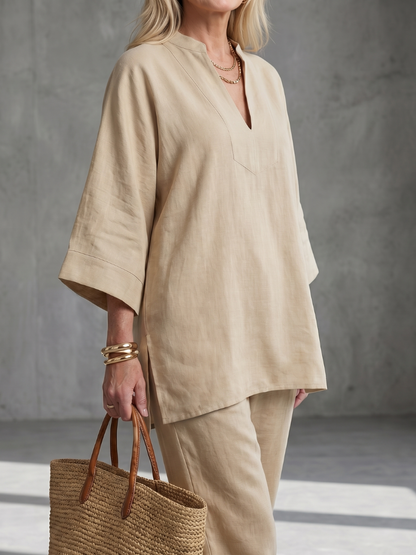 Georgiana™ | Túnica con escote en V y pantalón fruncido