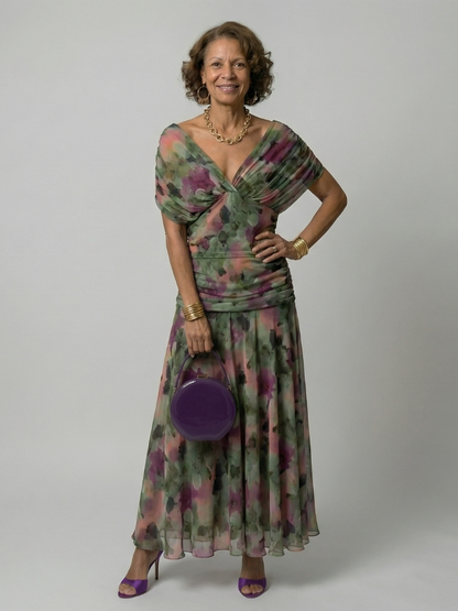 Calen™ | Vestidos midi fluidos de hombro descubierto