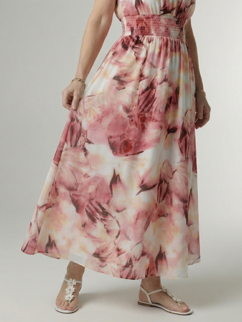 Sylin™ | Vestido midi fruncido con cuello halter