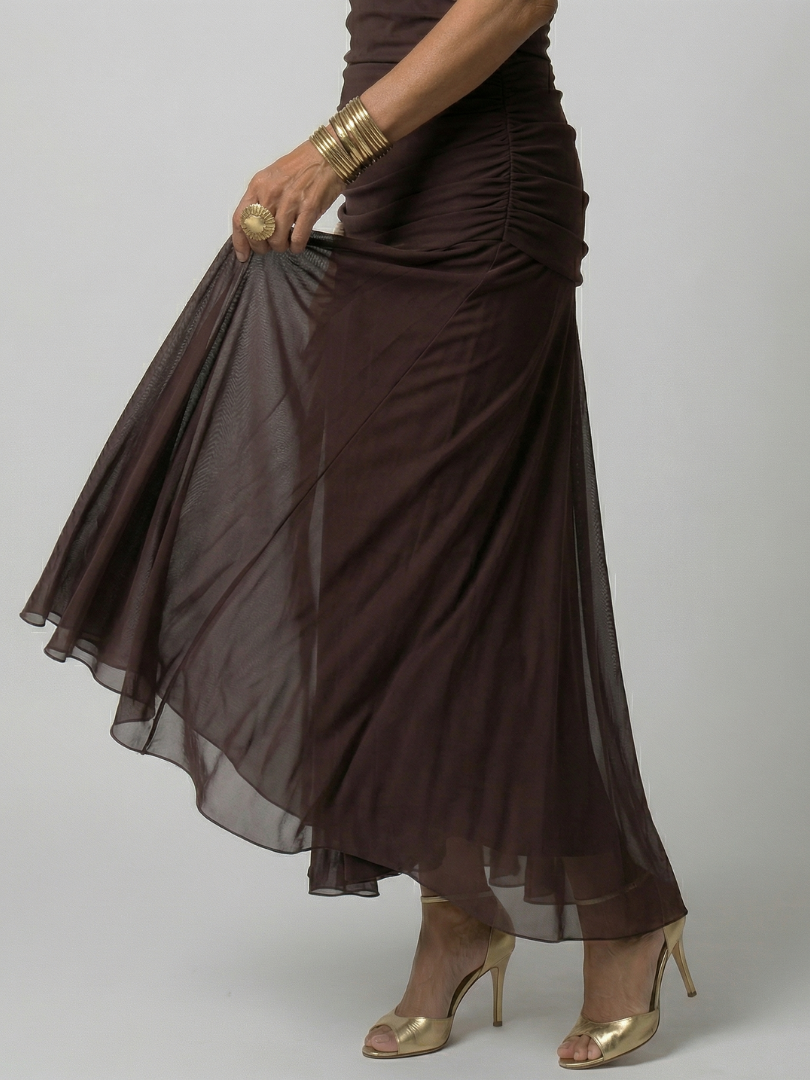 Calen™ | Vestidos midi fluidos de hombro descubierto