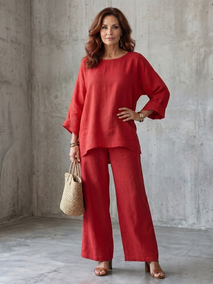Prue™ | Conjunto de túnica holgada y pantalones de pierna ancha