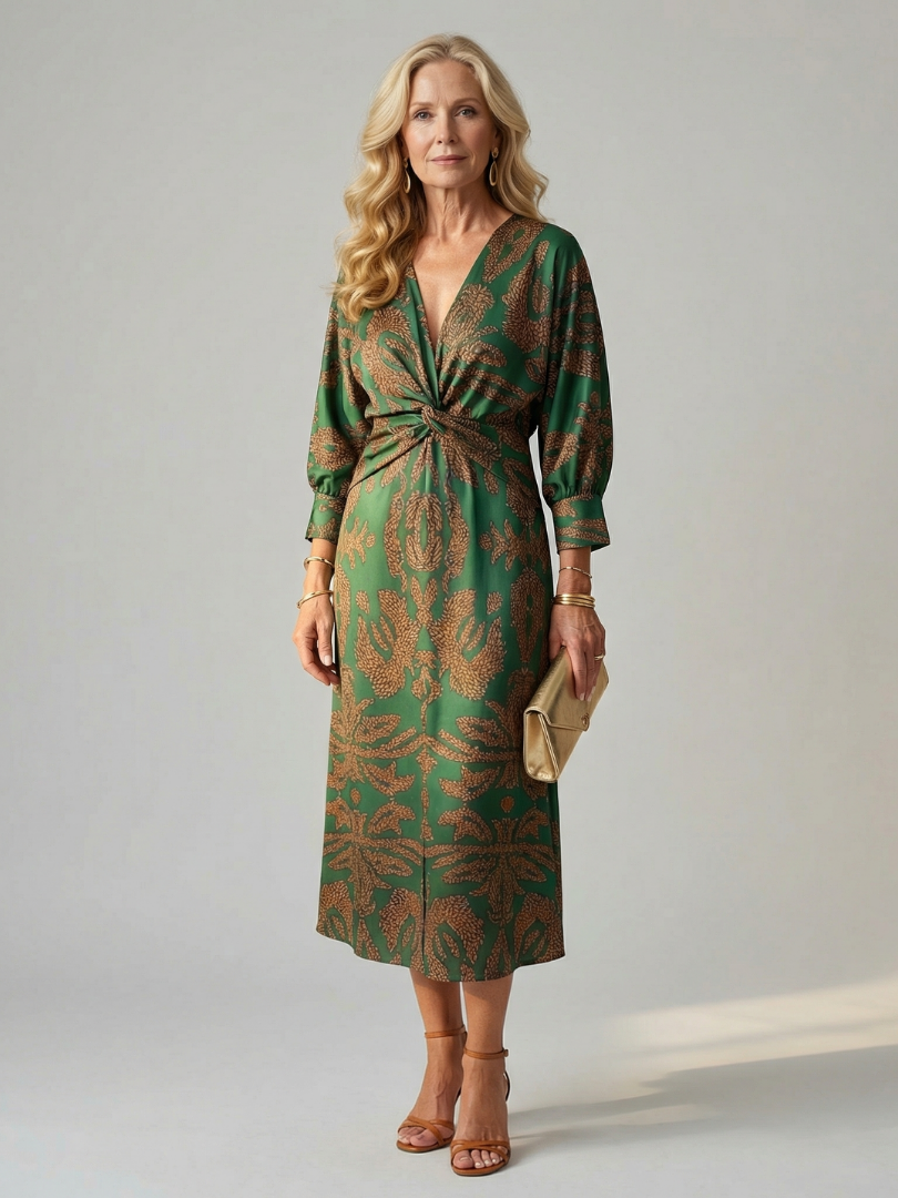 Lune™ | Vestido midi envolvente de color natural