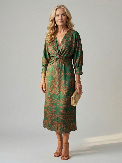 Lune™ | Vestido midi envolvente de color natural