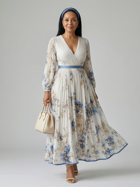 Rielle™ | Vestido midi plisado envolvente