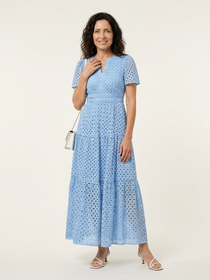 Brielle™ | Vestido midi en capas con escote en V y mangas cortas
