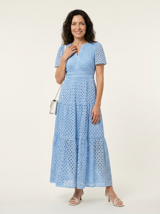 Brielle™ | Vestido midi en capas con escote en V y mangas cortas