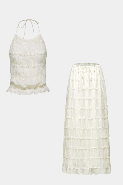 Eugenie Conjunto a Juego con Top Plisado y Falda