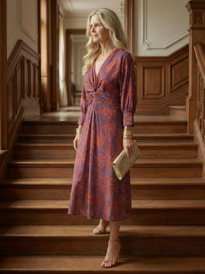 Lune™ | Vestido midi envolvente de color natural