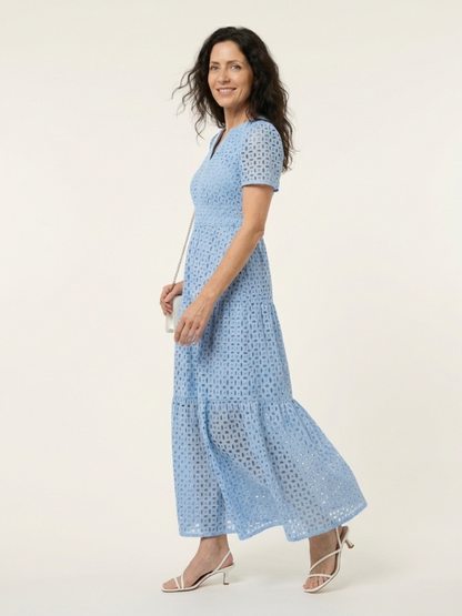 Brielle™ | Vestido midi en capas con escote en V y mangas cortas