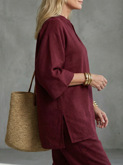 Georgiana™ | Túnica con escote en V y pantalón fruncido