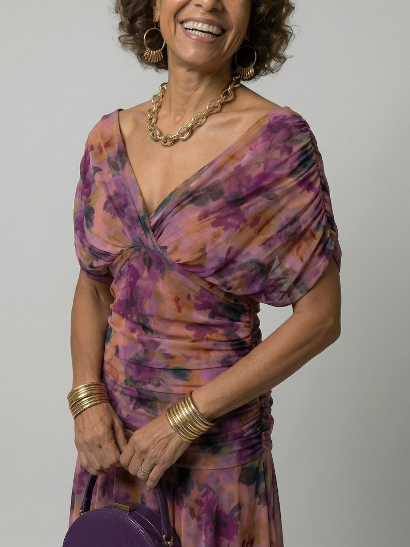 Calen™ | Vestidos midi fluidos de hombro descubierto