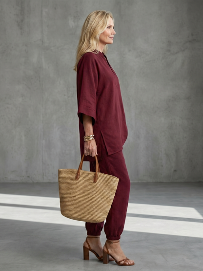 Georgiana™ | Túnica con escote en V y pantalón fruncido