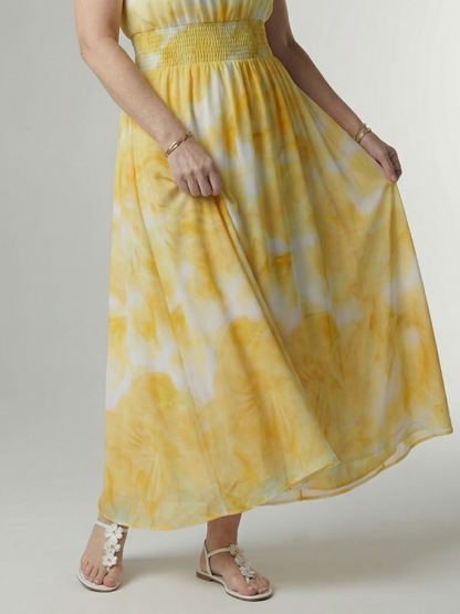 Sylin™ | Vestido midi fruncido con cuello halter