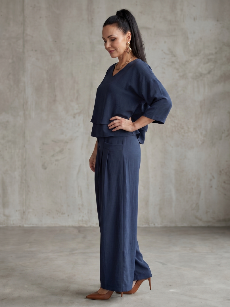 River™ | Conjunto de Top en Capas y Pantalón de Pierna Ancha