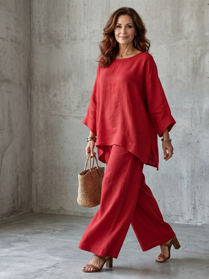 Prue™ | Conjunto de túnica holgada y pantalones de pierna ancha