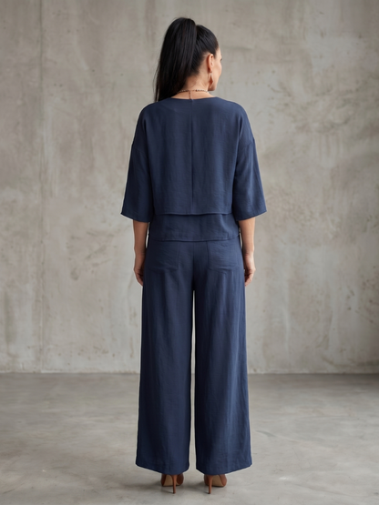 River™ | Conjunto de Top en Capas y Pantalón de Pierna Ancha