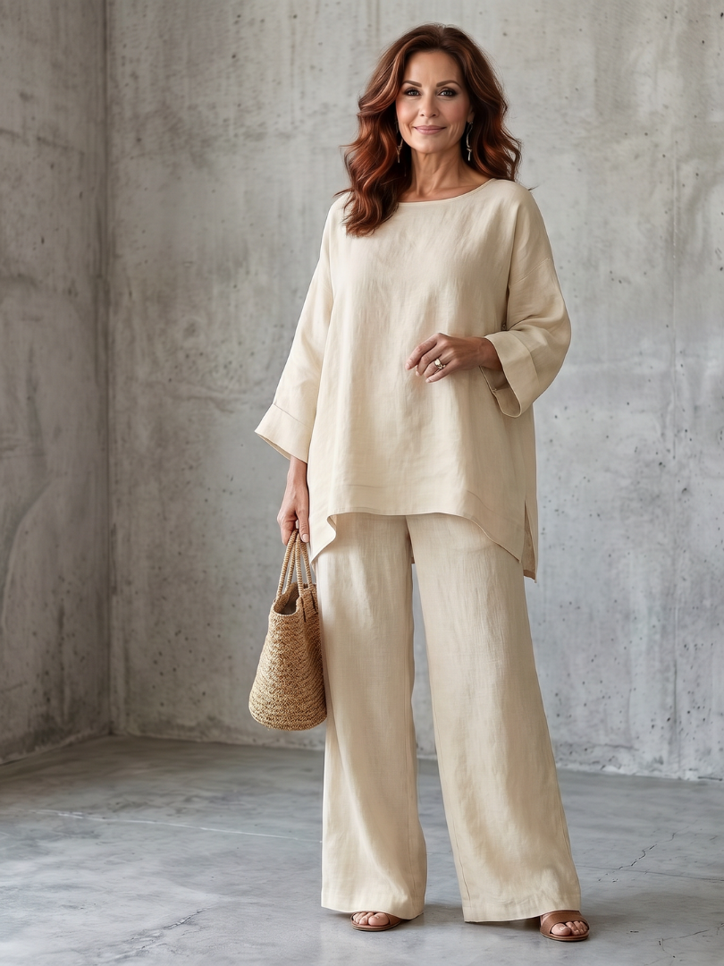 Prue™ | Conjunto de túnica holgada y pantalones de pierna ancha