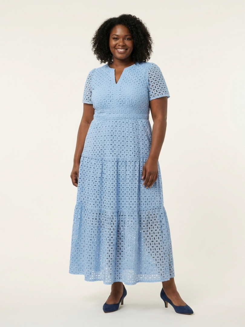 Brielle™ | Vestido midi en capas con escote en V y mangas cortas