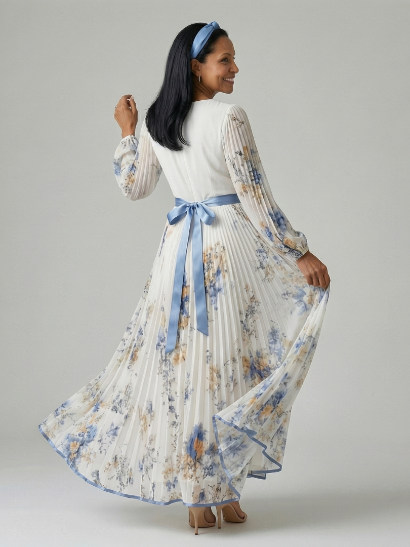 Rielle™ | Vestido midi plisado envolvente