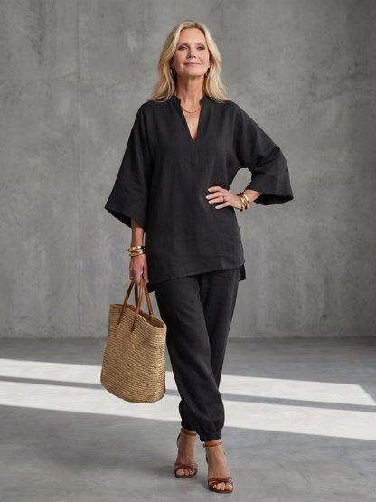 Georgiana™ | Túnica con escote en V y pantalón fruncido