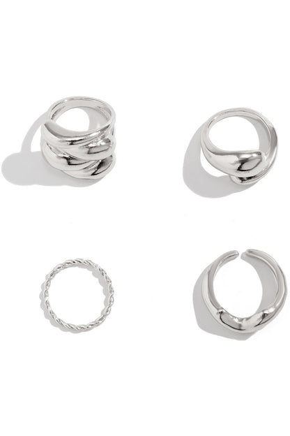 Juego de Anillos de Metal de 4 Piezas