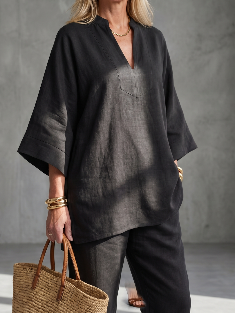 Georgiana™ | Túnica con escote en V y pantalón fruncido