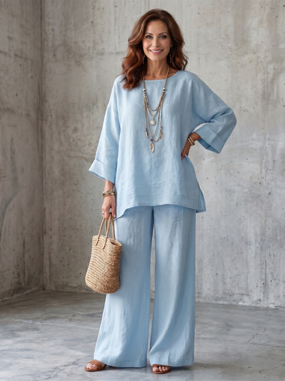 Prue™ | Conjunto de túnica holgada y pantalones de pierna ancha