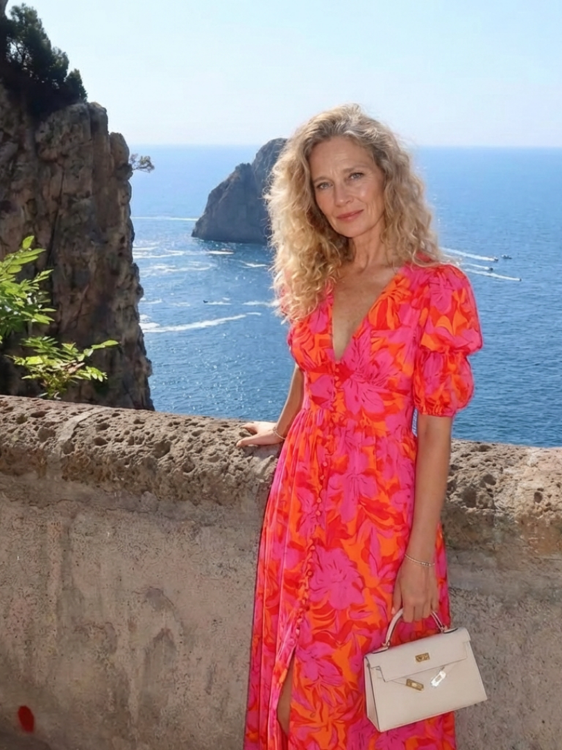 Willow™ | Vestido midi floral con escote en V y mangas abullonadas