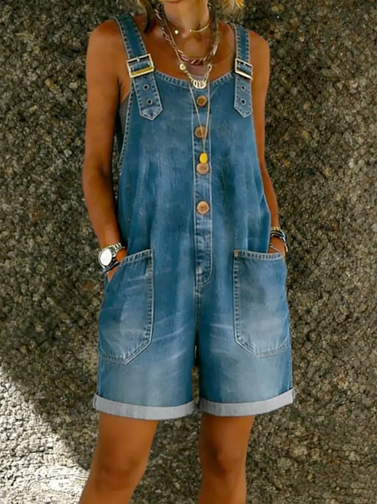 Zoe™ | Mono corto de denim con tirantes