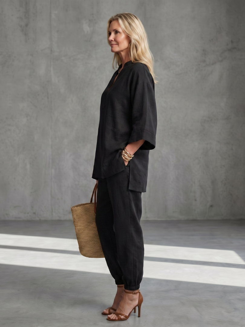 Georgiana™ | Túnica con escote en V y pantalón fruncido