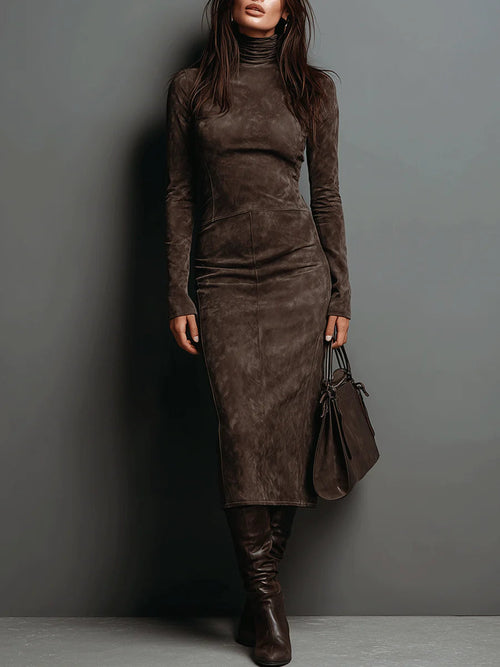 Lorena | Vestido midi largo marrón