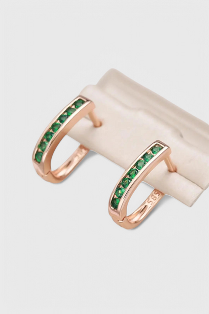 Pendientes de Esmeralda y Diamante en Oro