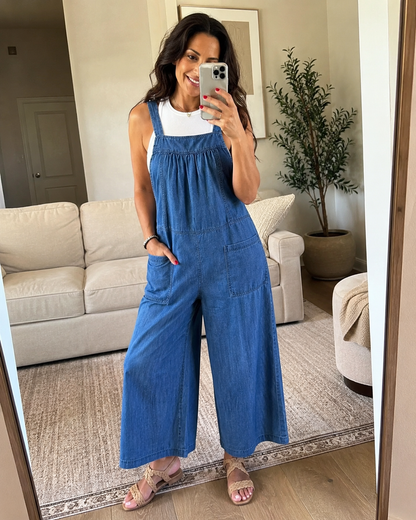 Solmira™ | Mono de denim holgado con tirantes