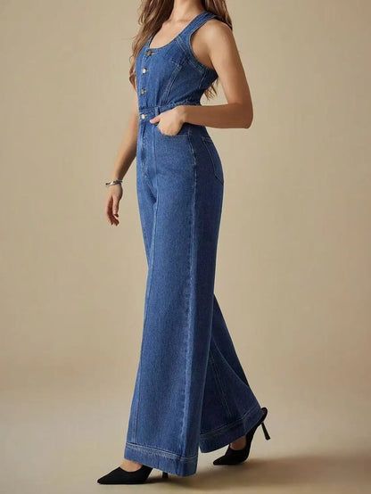 Celia™ | Mono Denim con escote en U