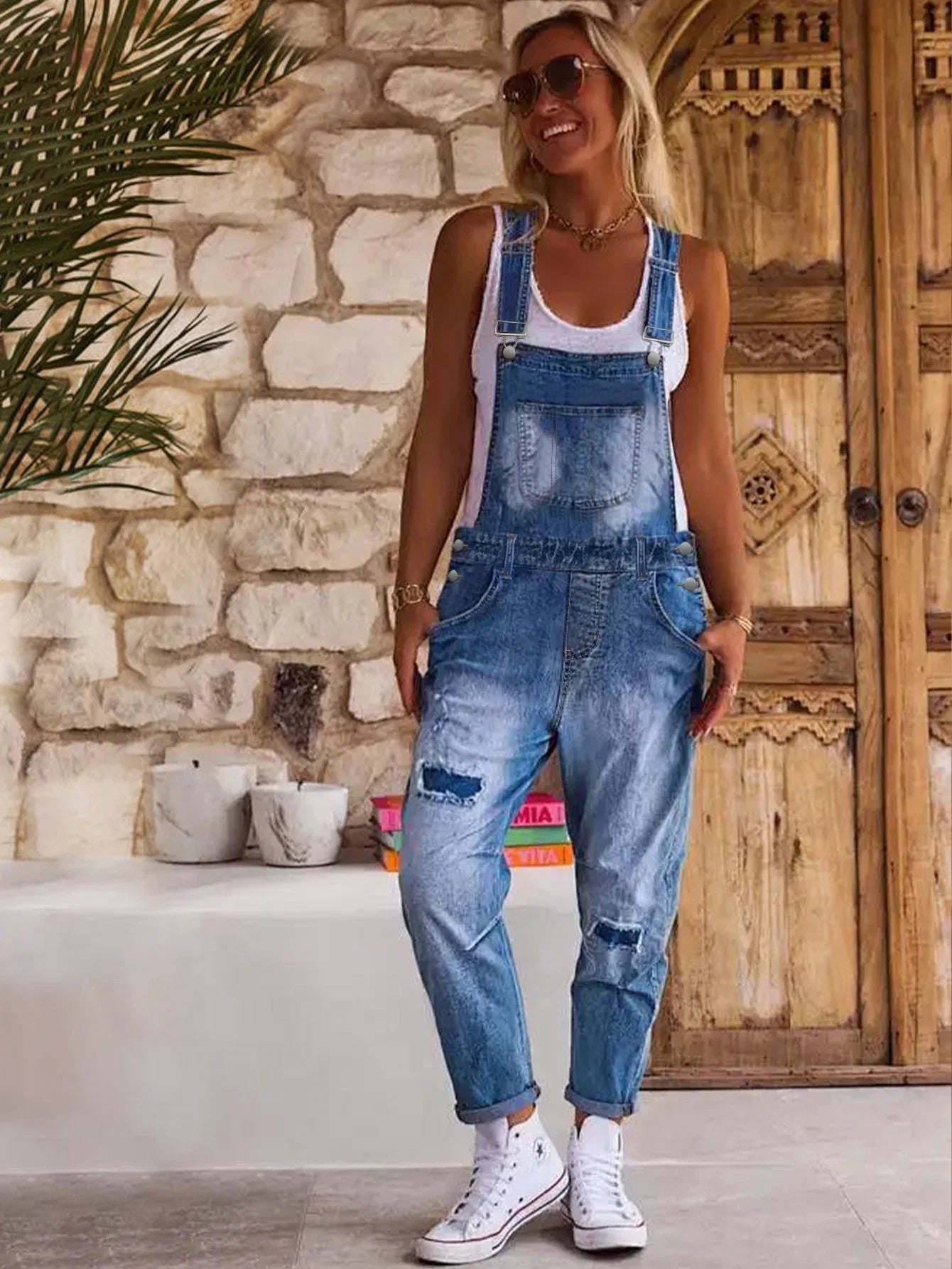 Claudia™ | Mono de denim con tirantes