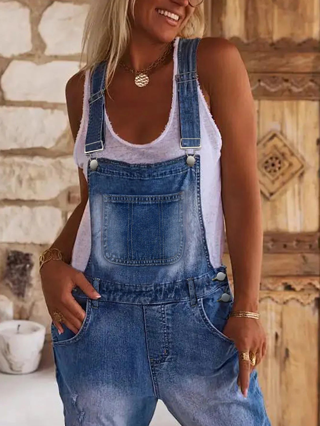 Claudia™ | Mono de denim con tirantes