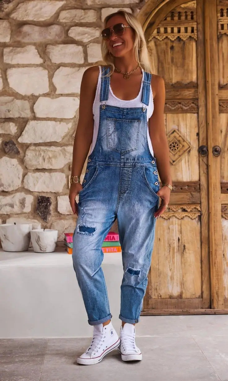 Claudia™ | Mono de denim con tirantes