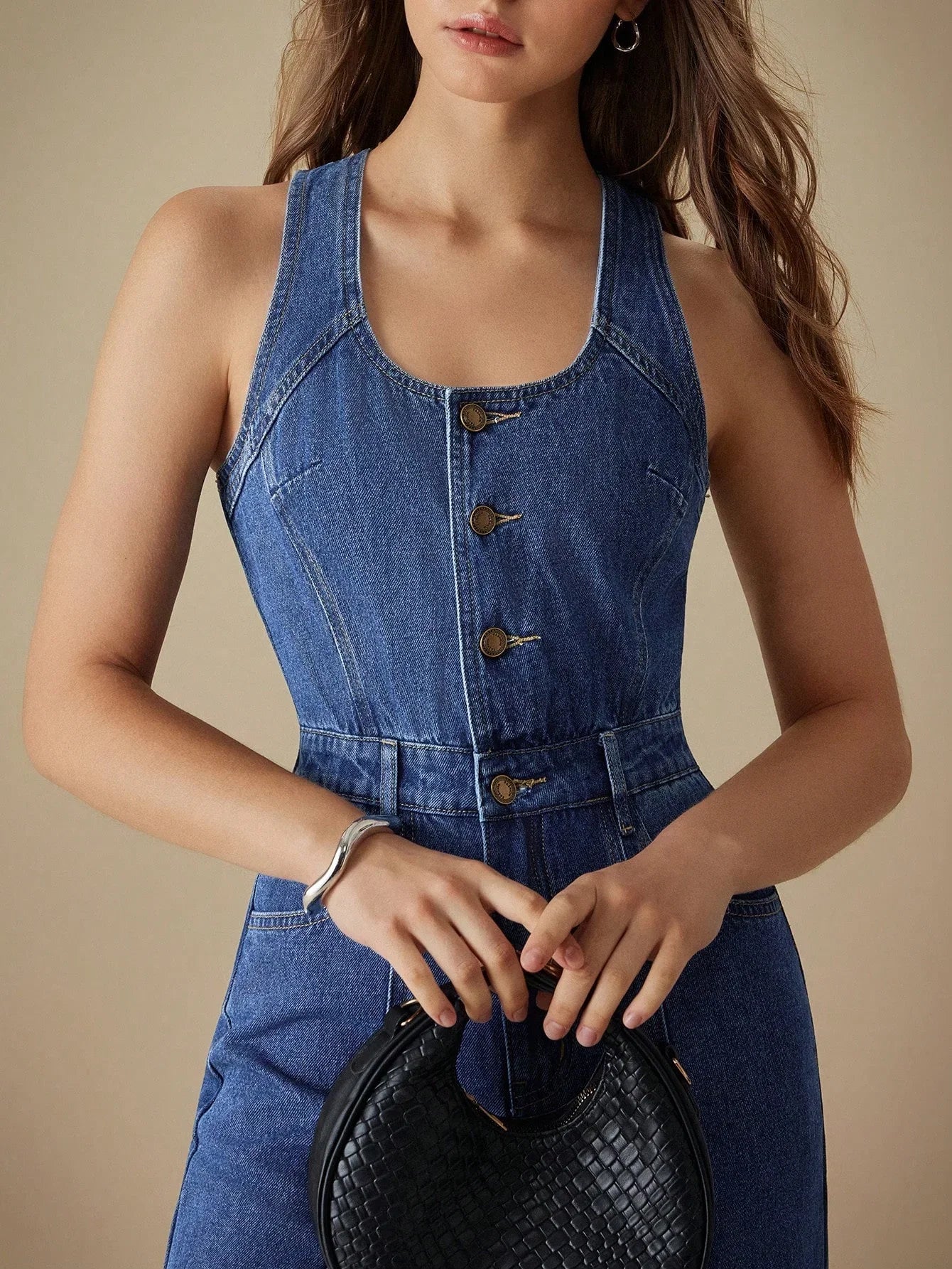 Celia™ | Mono Denim con escote en U