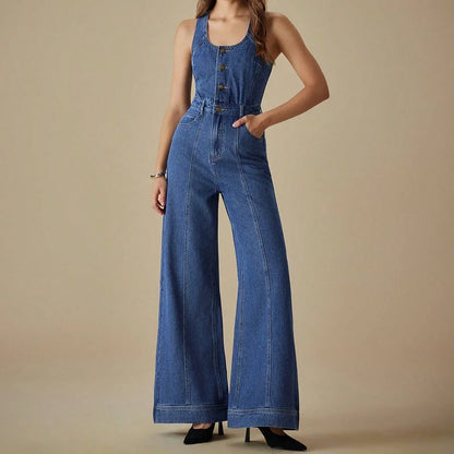 Celia™ | Mono Denim con escote en U