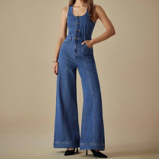 Celia™ | Mono Denim con escote en U